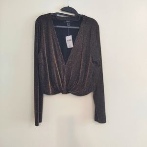 Gold and black dressy crop top 2x